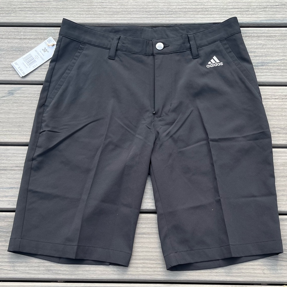 Adidas; NWT; Solid Black; Above Knee; Golf Shorts; Men's 30in Waist/10in Inseam